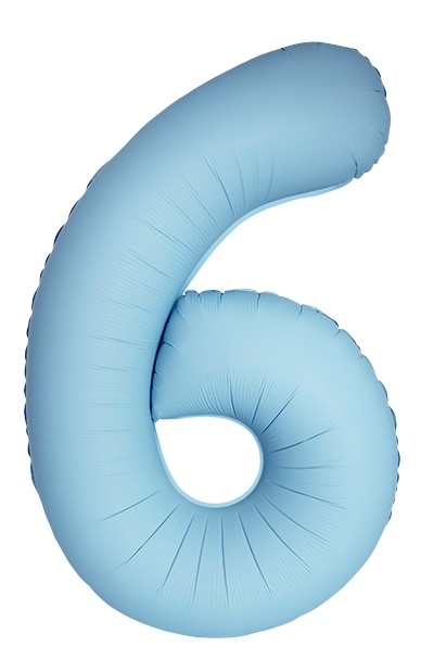 Шар Цифра "6" Slim Светло-голубой, Матовый / Matte Baby Blue (в упаковке)