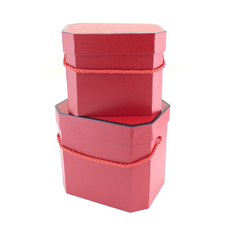 Набор подарочных коробок 2 в 1 "Лакшери. Восьмиугольник” Красный