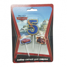 Свечи для торта (цифра 5, тачки 2шт) Дисней Тачки